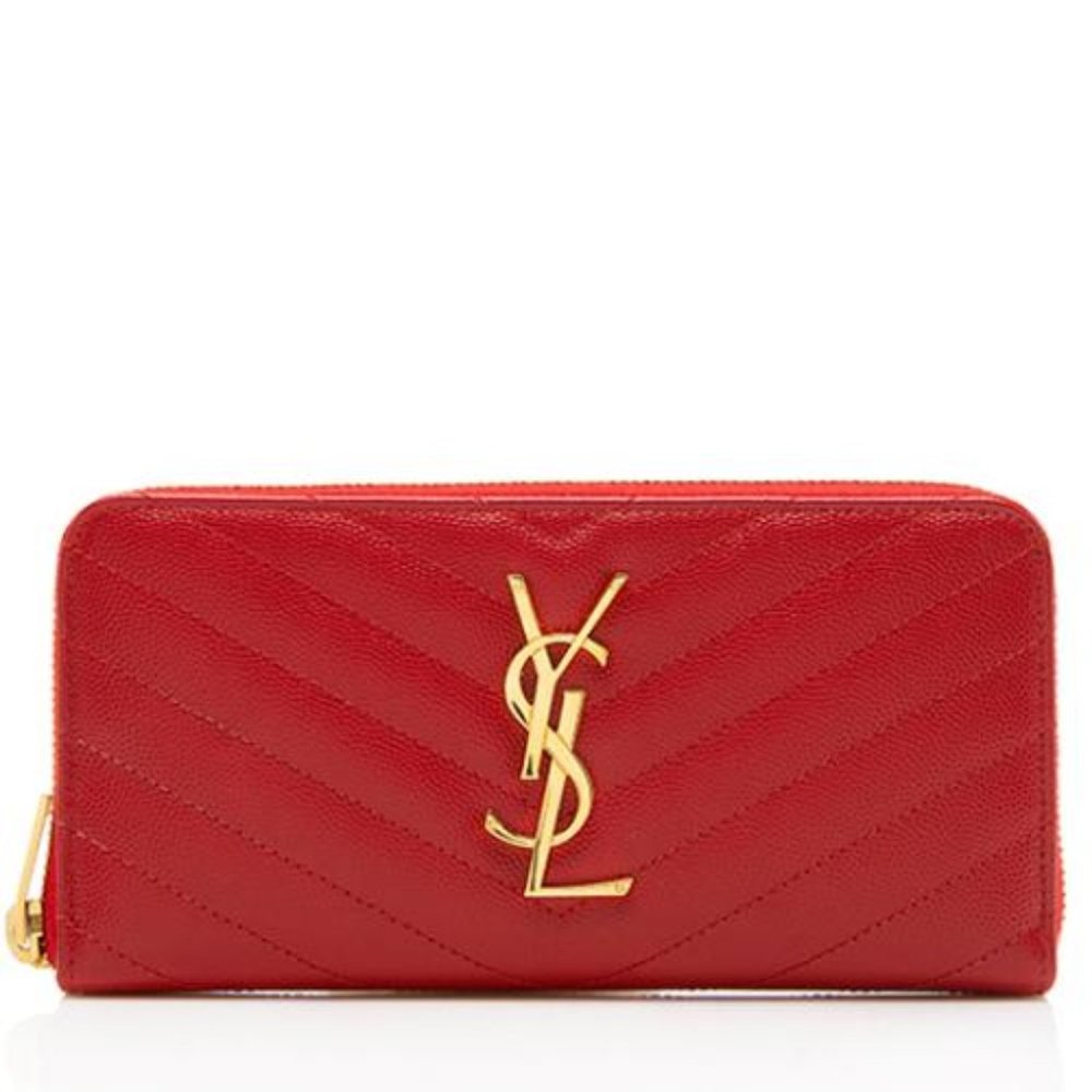 SOLD Saint Laurent Red Chevron Long Wallet - Picture 1 of 6